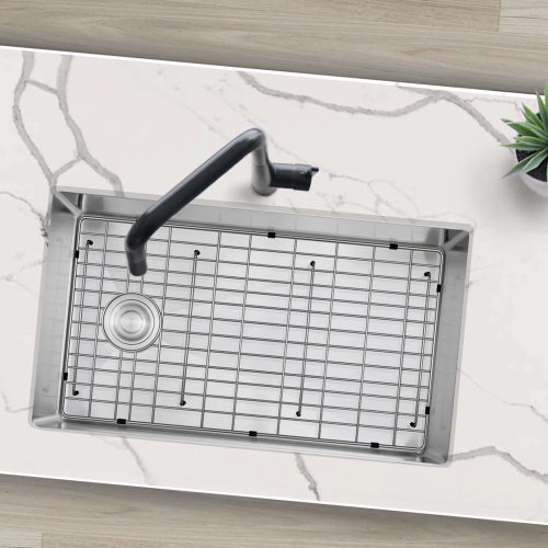 AZUNI 28"L x 18"W Stainless Steel Single Bowl Undermount 16G Reversible Kitchen Sink with Grid and Basket Strainer C128