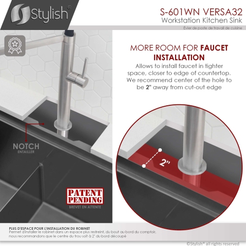 Stylish Undermount Workstation 32" Graphite Black Double Bowl 16 Gauge Stainless Steel Kitchen Sink with built-in Accessories, S-601WN