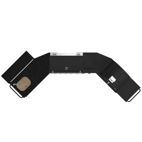 Ensemble de cuisine d'extérieur Forno All'Aperto avec barbecue 87 600 BTU, module d'évier et de bar, four à pizza au gaz, comptoirs en