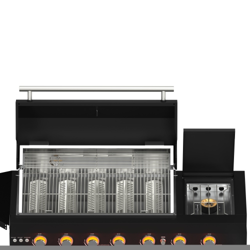 Ensemble de cuisine d'extérieur Forno All'Aperto avec barbecue 87 600 BTU, module d'évier et de bar, four à pizza au gaz, comptoirs en