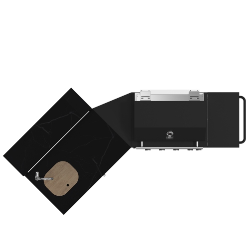 Barbecue 62 600 BTU de Forno All'Aperto avec 3 brûleurs en acier inoxydable, brûleurs à infrarouge et module d'évier, comptoirs en pierre