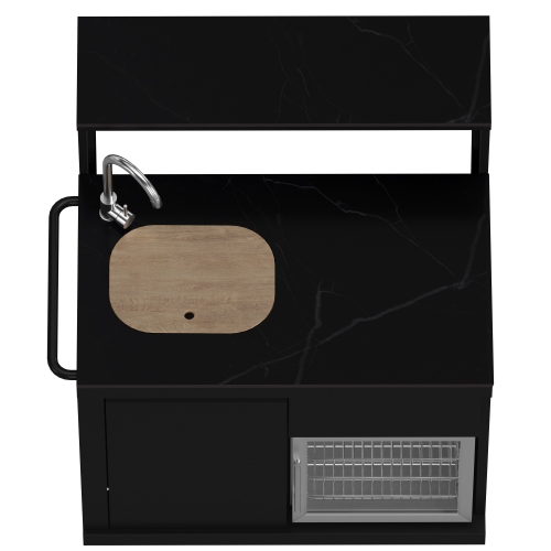 Barbecue 62 600 BTU de Forno All'Aperto avec 3 brûleurs en acier inoxydable, brûleurs à infrarouge et module d'évier, comptoirs en pierre