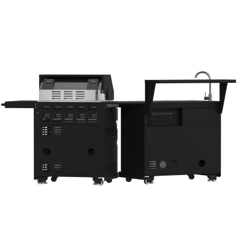 Barbecue 62 600 BTU de Forno All'Aperto avec 3 brûleurs en acier inoxydable, brûleurs à infrarouge et module d'évier, comptoirs en pierre