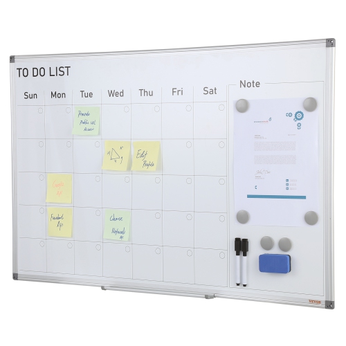 VEVOR  36 X 24 Inches Calendar Whiteboard, Magnetic Dry Erase Calendar Board, Monthly Planner Whiteboard for Wall