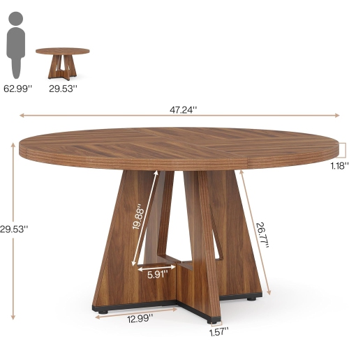 Tribesigns Farmhouse Dining Table, 47 Inch Round Dinner Table for 4, Round Dining Room Table for Home Dining Room Living Room