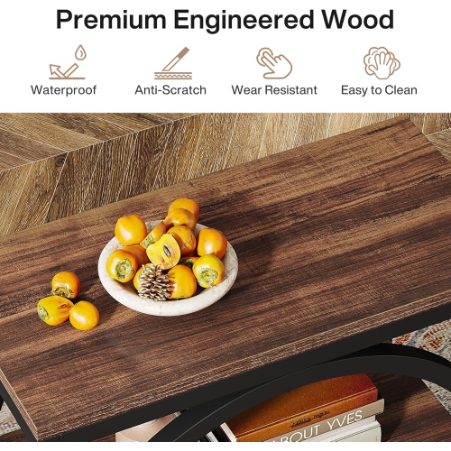 Table de bout Tribesigns, table de bout étroite avec 3 tablettes de rangement, table d'appoint en bois avec cadres en métal noir