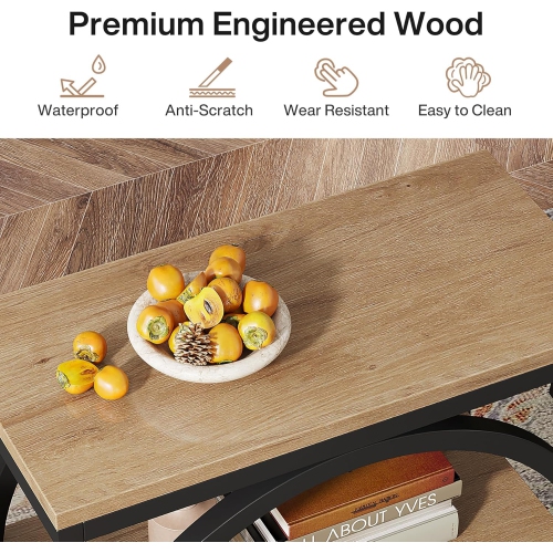 Table de bout Tribesigns, table de bout étroite avec 3 tablettes de rangement, table d'appoint en bois avec cadres en métal noir