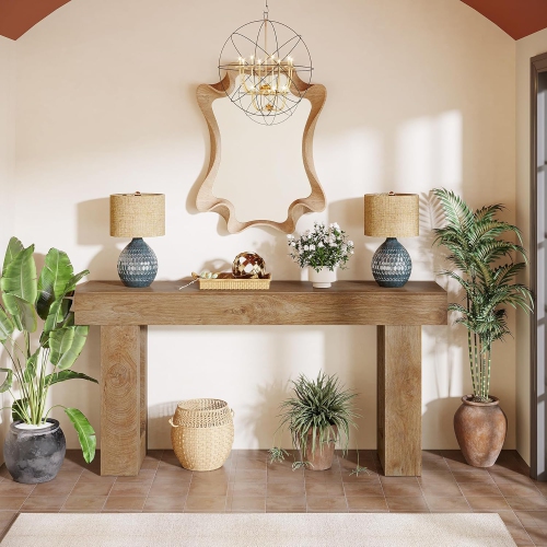 Table console de style maison de ferme de Tribesigns, longue table de canapé étroite de 63 po derrière le canapé, table d'entrée rectangulaire