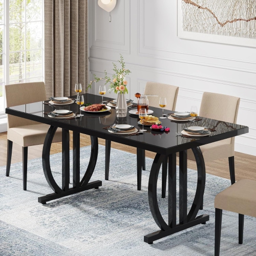 Tribesigns Dining Table for 4-6 People, 63-Inch Black Rectangular