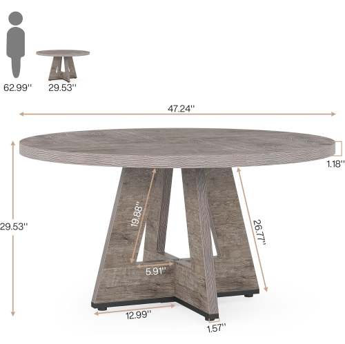 Tribesigns Farmhouse Dining Table, 47 Inch Round Dinner Table for 4, Round Dining Room Table for Home Dining Room Living Room