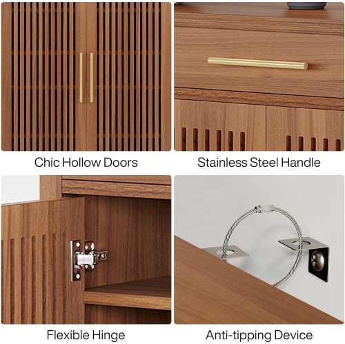 Tribesigns Shoe Cabinet, 5-Tier Shoe Storage Cabinet with Louvered Doors and Drawer, Freestanding Wooden Shoe Rack Organizer with Adjustable Shelves