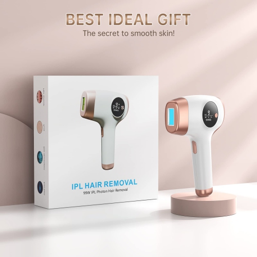 Appareil d'épilation laser IPL avec 9 niveaux d'énergie et 999000 flashs - idéal pour le visage, le corps, le bikini et le dos