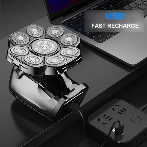 9D Shaver for Men Bald Floating Head Electric Shaver 6-in-1 with Nose/Body Trimmer Wet/Dry LED Display Upgrade Mens Grooming Kit