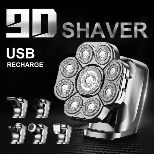 9D Shaver for Men Bald Floating Head Electric Shaver 6-in-1 with Nose/Body Trimmer Wet/Dry LED Display Upgrade Mens Grooming Kit