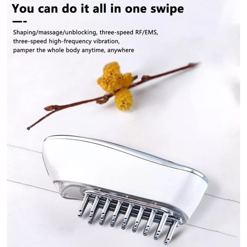 EMS – Brosse à cheveux à repousse par radiofréquence, brosse de massage pour les mollets à stimulation électrique