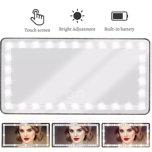 60 LEDs Car Sun Visor Vanity Mirror Rechargeable Makeup Mirror with 3 Light Modes