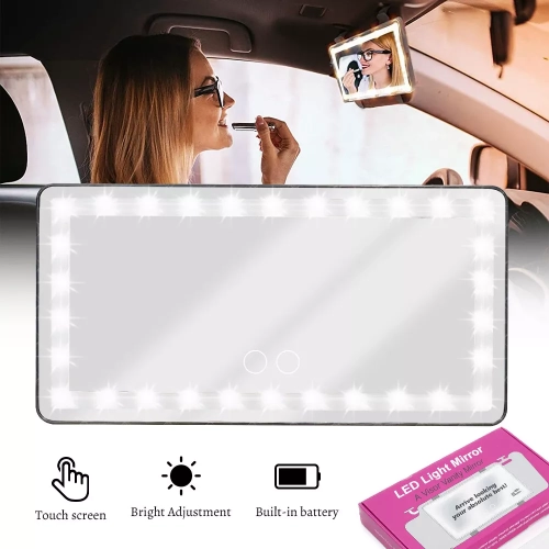 60 LEDs Car Sun Visor Vanity Mirror Rechargeable Makeup Mirror with 3 Light Modes