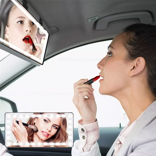 60 LEDs Car Sun Visor Vanity Mirror Rechargeable Makeup Mirror with 3 Light Modes