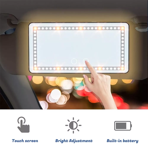 60 LEDs Car Sun Visor Vanity Mirror Rechargeable Makeup Mirror with 3 Light Modes