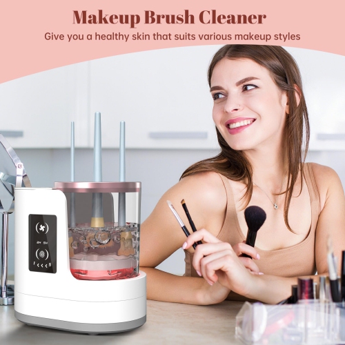 3 IN 1 Electric Makeup Brush Cleaner Machine With Makeup Brush Dryer-Holder-Portable Automatic USB Cosmetic Brushes Cleaner Tool
