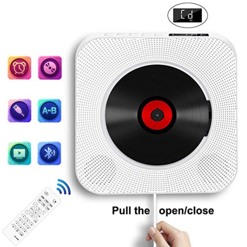 Lecteur CD portatif avec lecteur de CD Bluetooth mural Audio pour la maison Radio FM Prise pour écouteurs MP3 intégrée