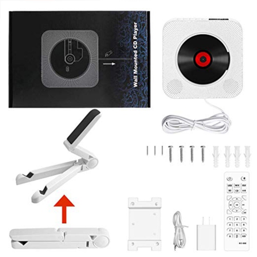 Lecteur CD portatif avec lecteur de CD Bluetooth mural Audio pour la maison Radio FM Prise pour écouteurs MP3 intégrée