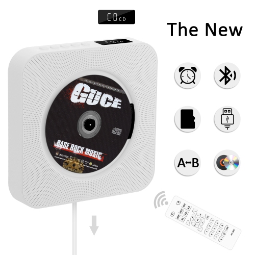 Lecteur CD portatif avec lecteur de CD Bluetooth mural Audio pour la maison Radio FM Prise pour écouteurs MP3 intégrée