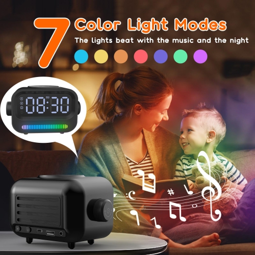 Alarm Clock with Wireless Charging 3 in 1 Bluetooth Speaker Digital Alarm Clock with RGB Light Clock