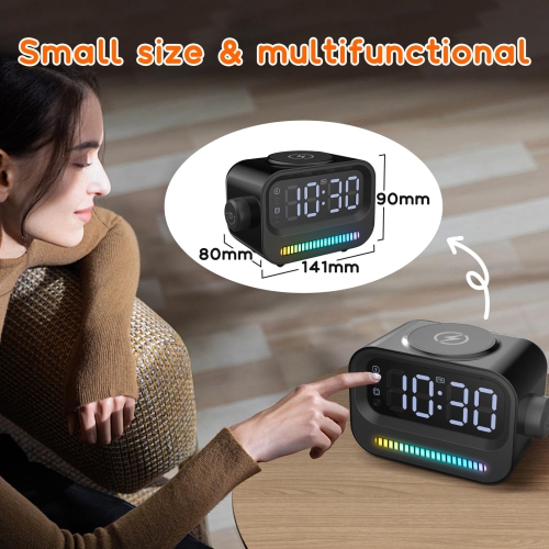 Alarm Clock with Wireless Charging 3 in 1 Bluetooth Speaker Digital Alarm Clock with RGB Light Clock