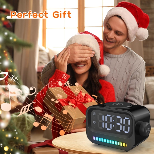Alarm Clock with Wireless Charging 3 in 1 Bluetooth Speaker Digital Alarm Clock with RGB Light Clock