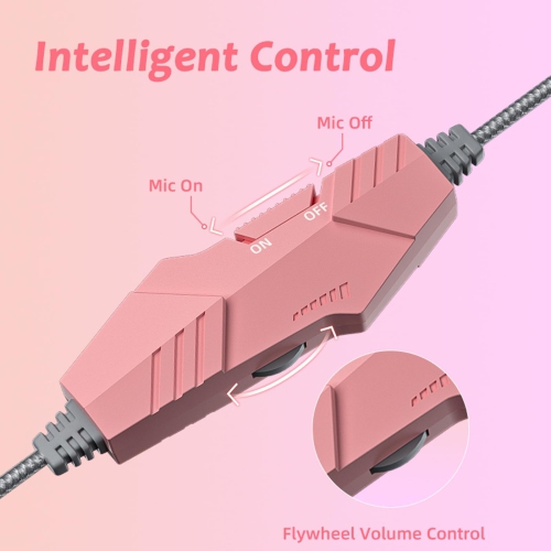 Cat Ear Headphones Pink Gaming Headset with Mic Suit for Switch Xbox One PS4 PS5 Cute Children Girl Kids Wired Headphones