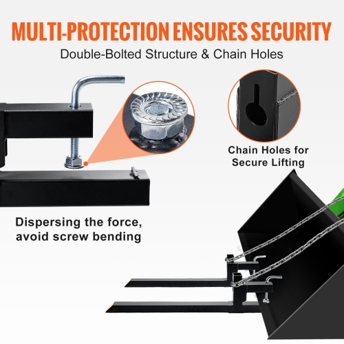 VEVOR 43" Pallet Forks, 2000 lbs Capacity Clamp on Pallet Forks,Tractor Bucket Forks, Heavy Duty Front Loader Attachment for Tractor, Skid Steer,