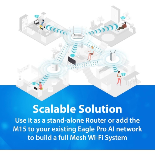 Système Wi-Fi 6 maison intégrale maillé Eagle Pro AI AX1500 de D-Link - Jusqu'à 5400&nbsp;pi² Couverture, contrôle vocal avec Alexa d'Amazon et