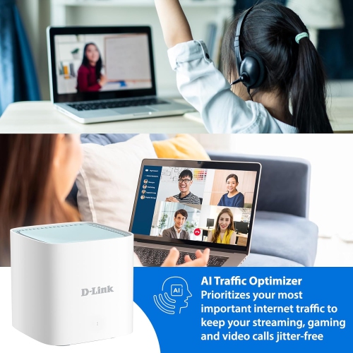 Système Wi-Fi 6 maison intégrale maillé Eagle Pro AI AX1500 de D-Link - Jusqu'à 5400&nbsp;pi² Couverture, contrôle vocal avec Alexa d'Amazon et