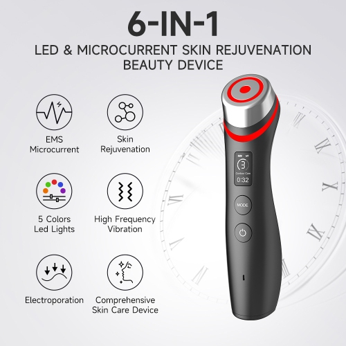 5 Color LED Light Therapy Device for Skin Care,Skin Tightening Face Beauty Device,Face Massager Tool with 5 Modes,Facial Neck Lifting,Firming & Pore