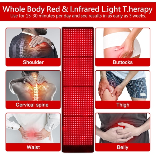 Red & Infrared Light Therapy Pad for Full Body, 660nm 850nm Red Light Therapy Pad for Body Pain Relief,LED Light Therapy Mat