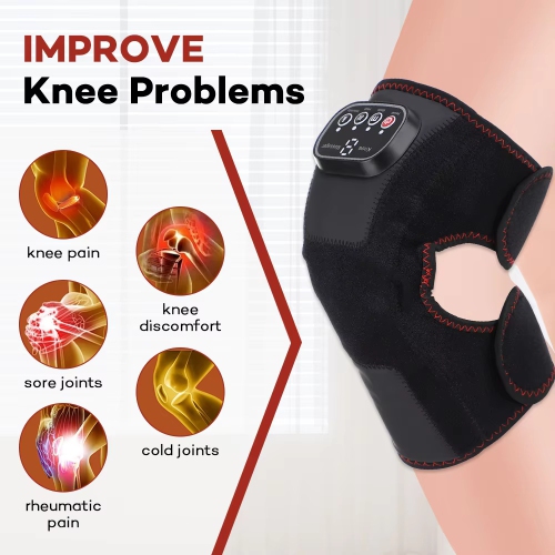 Wireless Heating Air Pressure Knee Brace,Airbag Massage Belt,Hot Compression Knee Massager,Leg Massage Device with Heat Therapy