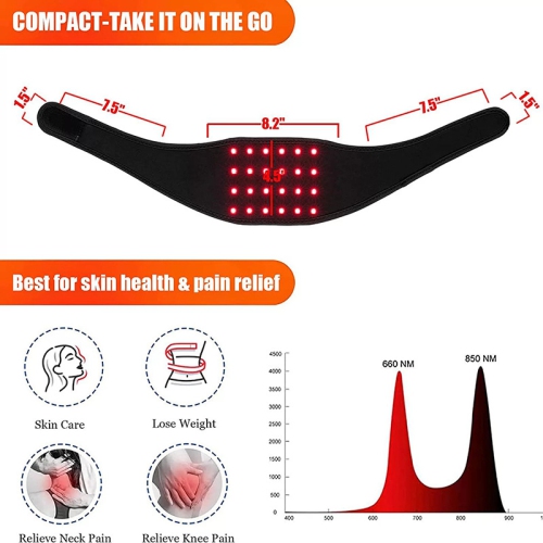 Infrared Light Therapy Strap for Neck 24 LEDs 660/850nm Red Light Physiotherapy Wrist Strap Neck Therapy Belt Wrap