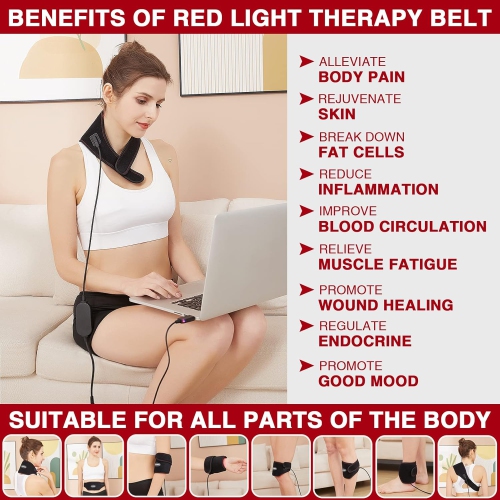 Infrared Light Therapy Strap for Neck 24 LEDs 660/850nm Red Light Physiotherapy Wrist Strap Neck Therapy Belt Wrap
