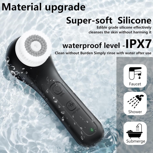 Rotating Face Scrubber,Waterproof Rechargeable Facial Cleansing Brush,8 Modes Face Brush for Exfoliate & Massage,Face Wash Brush for Removing