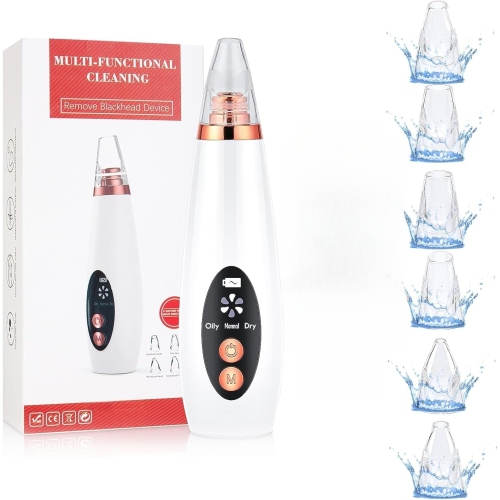 Blackhead Remover Vacuum,Black Head Remover for Face,Blackhead Extractor with 6 Suction Probes,USB Charging Pores Cleaning Vacuum for Women Men
