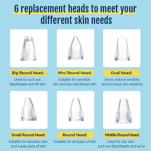 Blackhead Remover Vacuum,Black Head Remover for Face,Blackhead Extractor with 6 Suction Probes,USB Charging Pores Cleaning Vacuum for Women Men