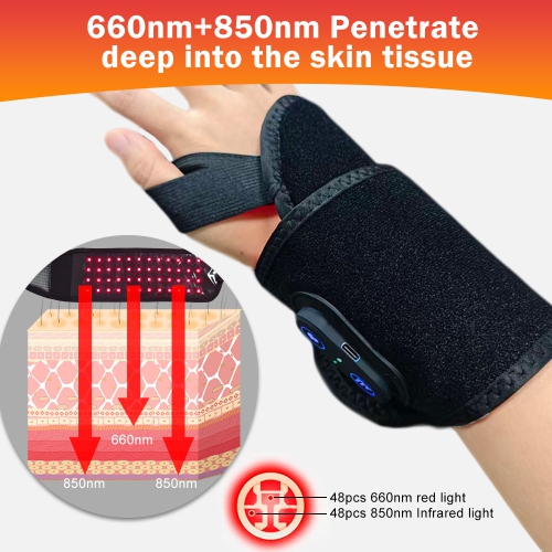 660nm 850nm Infrared Red Light Therapy Wrap Belt for Hand Wrist Pain Relief LED Light Therapy Wristband Red Light Therapy Belt