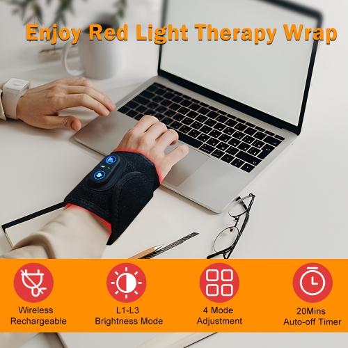 660nm 850nm Infrared Red Light Therapy Wrap Belt for Hand Wrist Pain Relief LED Light Therapy Wristband Red Light Therapy Belt