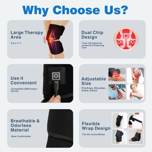 Red Light Therapy Knee Wrap,Infrared Knee Therapy Device,Red Light Therapy Pad for Pain Relief,Infrared Light Therapy Belt