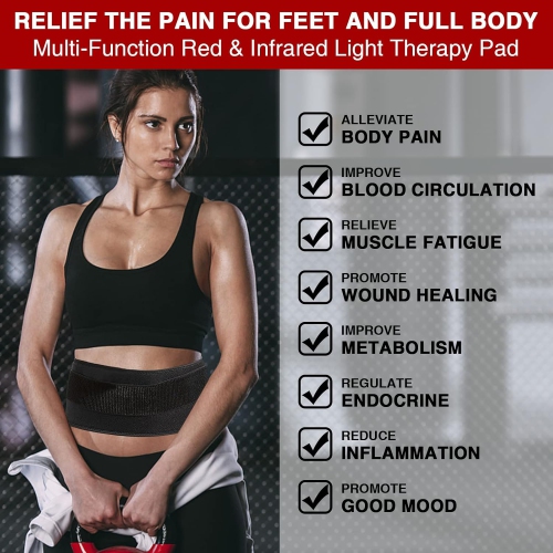 LED Red Light Therapy for Feet & Body,640nm & 660nm & 880nm Infrared Light Therapy Belt,Wearable Foot Therapy Wrap