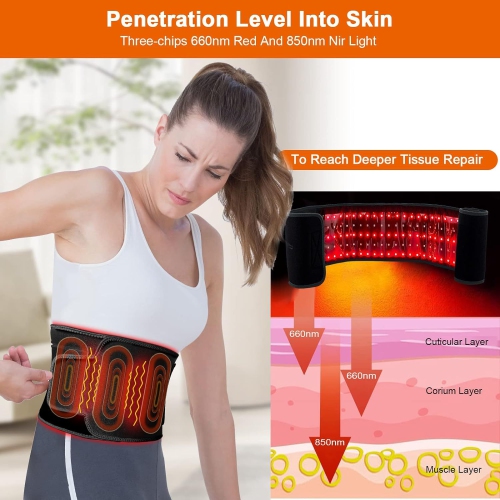 660nm 850nm Infrared Red Light Therapy Belt,Red Light Therapy Pad for Neck Back Waist Pain Relief,Red Light Therapy Wrap Belt