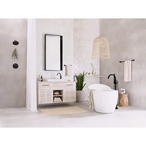 Moen – Robinet de salle de bain à effet laminaire haut à une poignée, collection Doux, noir mat