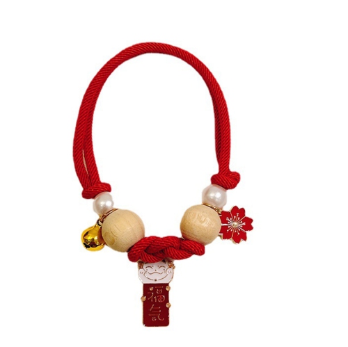 Collier anti-puces en bois de camphre, animaux de compagnie naturels, collet anti-puces pour chats Dogs Red M