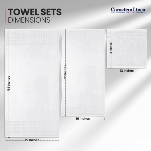 Canadian Linen Royale Towels, Pack of 3, Cotton Soft Absorbent Lightweight Quick Dry Towels for Spa Salon Gym Hotel, White